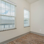 Interior living space with wood vinyl flooring