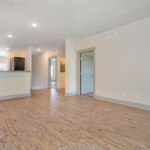 Interior living space with wood vinyl flooring